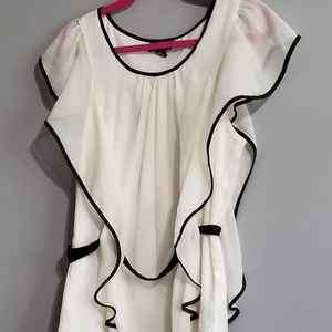IZ‎ Byer Black White Shimmer Flowy Frills Glittery